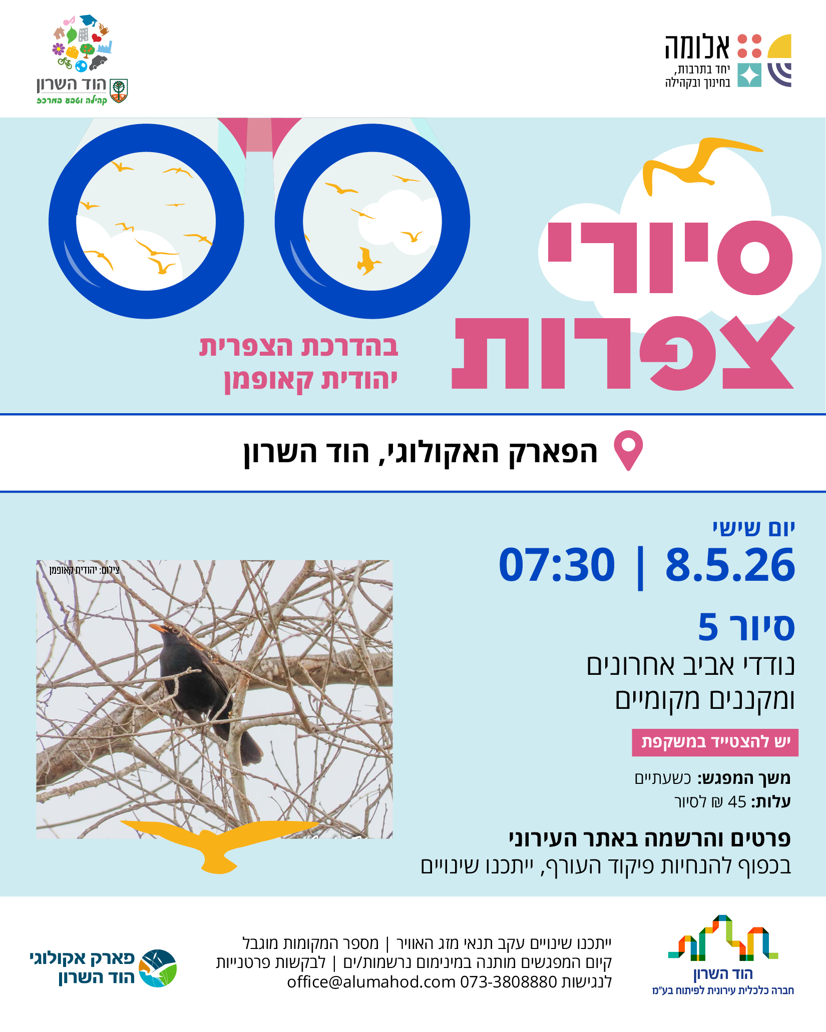 סיור צפרות 5 – נודדי אביב אחרונים ומקננים מקומיים